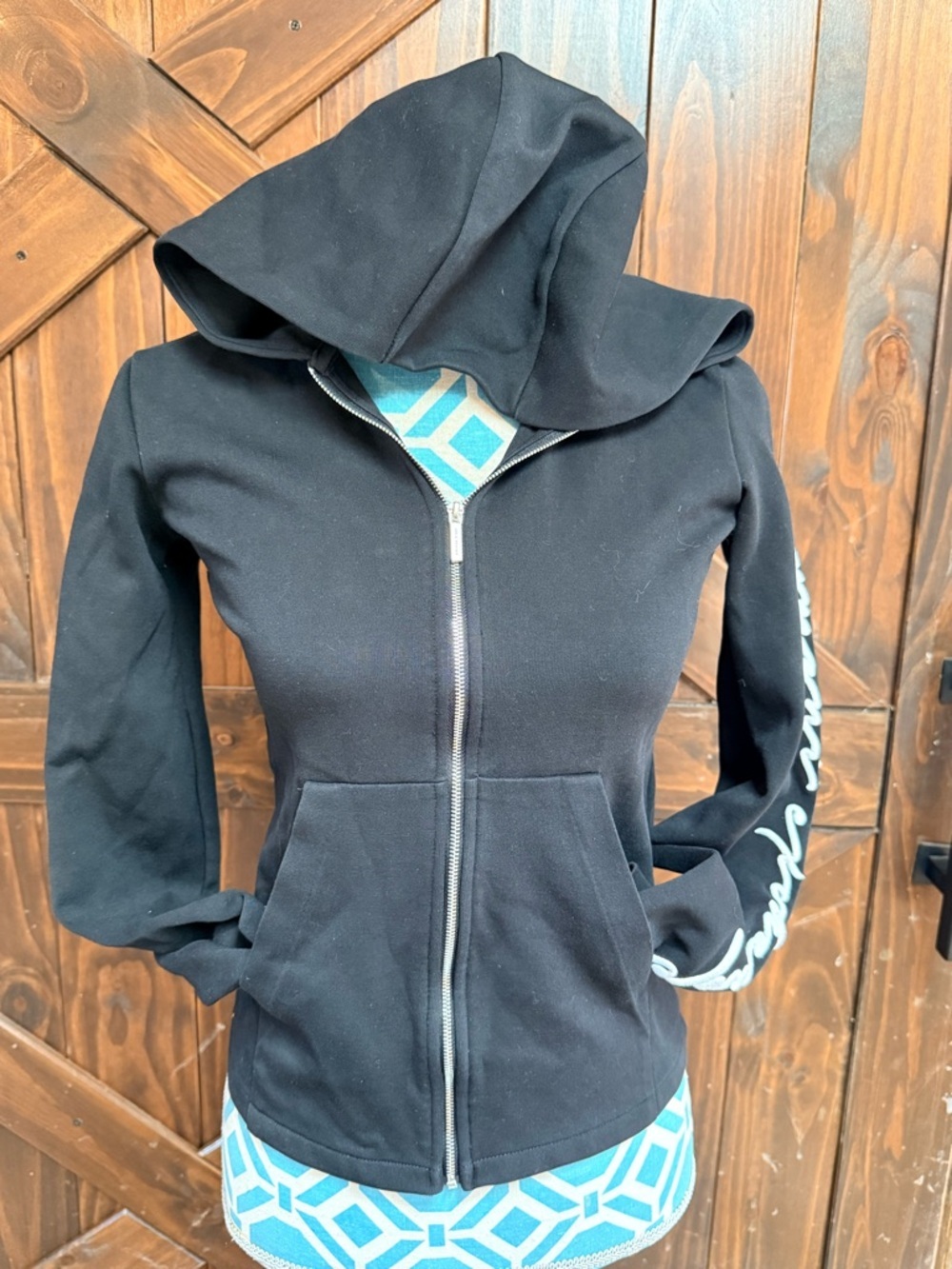 A|X Armani Exchange Women's, Zip Up Hooded Sweatshirt, Black  XS